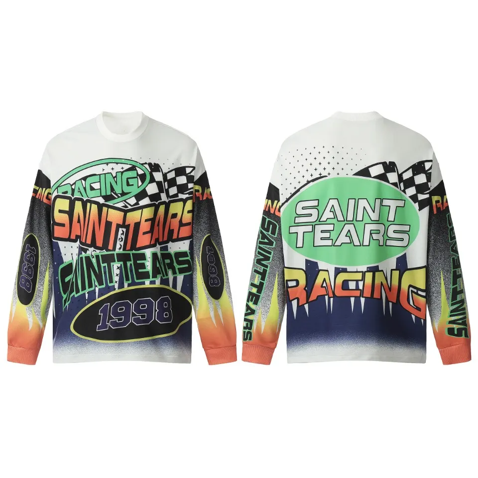 Saint michael tears all-over printed long-sleeved vintage autumn and winter T-shirt Style number: 112 Size: M L XL Wholesale price: 136 Color: Picture color